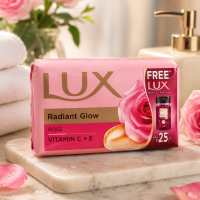 Lux Radiant Glow Rose Bath Soap 100g with Vitamin C + E | Glowing Skin